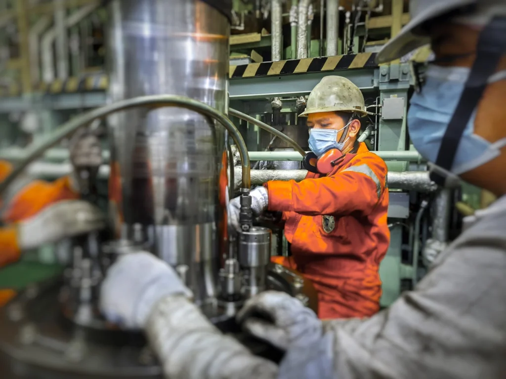 Synergy Marine engineers performing their duties on board