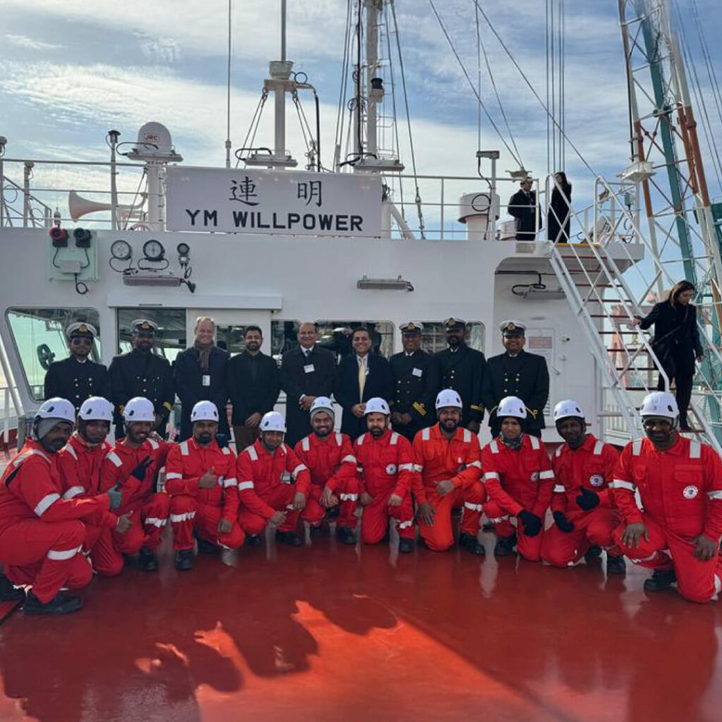 Synergy leadership team attending the naming ceremony of the YM WORTHINESS.